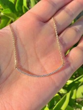 2Ct Round Cut Simulated Diamond Curved Bar Necklace Pendant Yellow Gold Plated