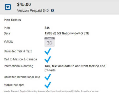 Verizon Prepaid $45 Unlimited Talk, Text, 15GB 5G Data Plan For 30 Days New Acti - Picture 2 of 3