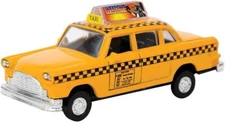 Die cast New York City Yellow Taxi Cab toy model Pull back and go action 5" long