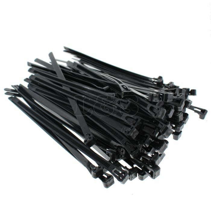 Black Releasable Cable Ties 7.6mm x 200mm - Pack of 100