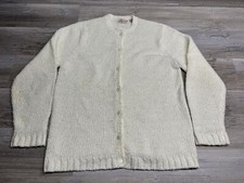 Vintage White Cardigan Sweater Women M Button Down Essex Junction