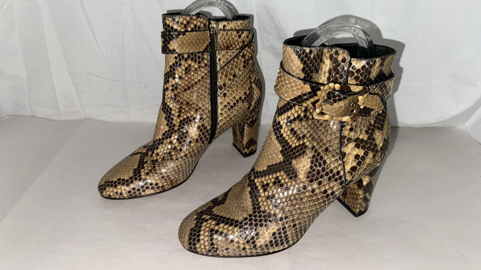 37/6.5❤️JIMMY CHOO коричневый и черный змеиной кожи высокий каблук ботильоны Италия - Изображение 3 из 4