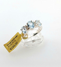 Stunning Sterling Silver .925 Aquamarine Style Size 7 Ring ... R98