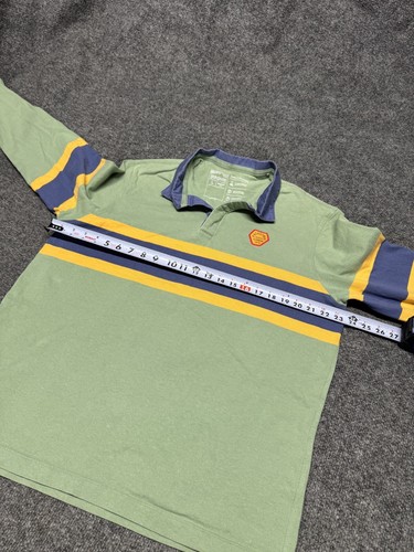 Patagonia Sender Rugby Climbing Striped Long Sleeve Polo Shirt Green Mens Large - Picture 4 of 6