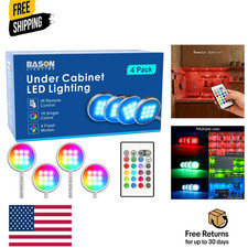 RGB Puck Lights Plug in, Wired Under Cabinet Lighting with Remote Control