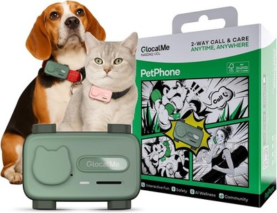 GlocalMe PetPhone Hund und Katze, Musik spielen, GPS Zwei-Wege-Anruf, Ortung, Haustier grün
