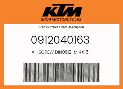 KTM Genuine Ah Screw Din0912-M 4X16 - 0912040163