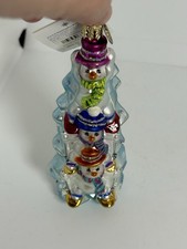CHRISTOPHER RADKO 6" SNOWTEM POLE STACKED SKIING SNOWMAN ORNAMENT 2001 NWT