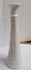 VINTAGE ANCHOR HOCKING WHITE MILK GLASS STARS & BARS PATTERN FLOWER BUD VASE 9"