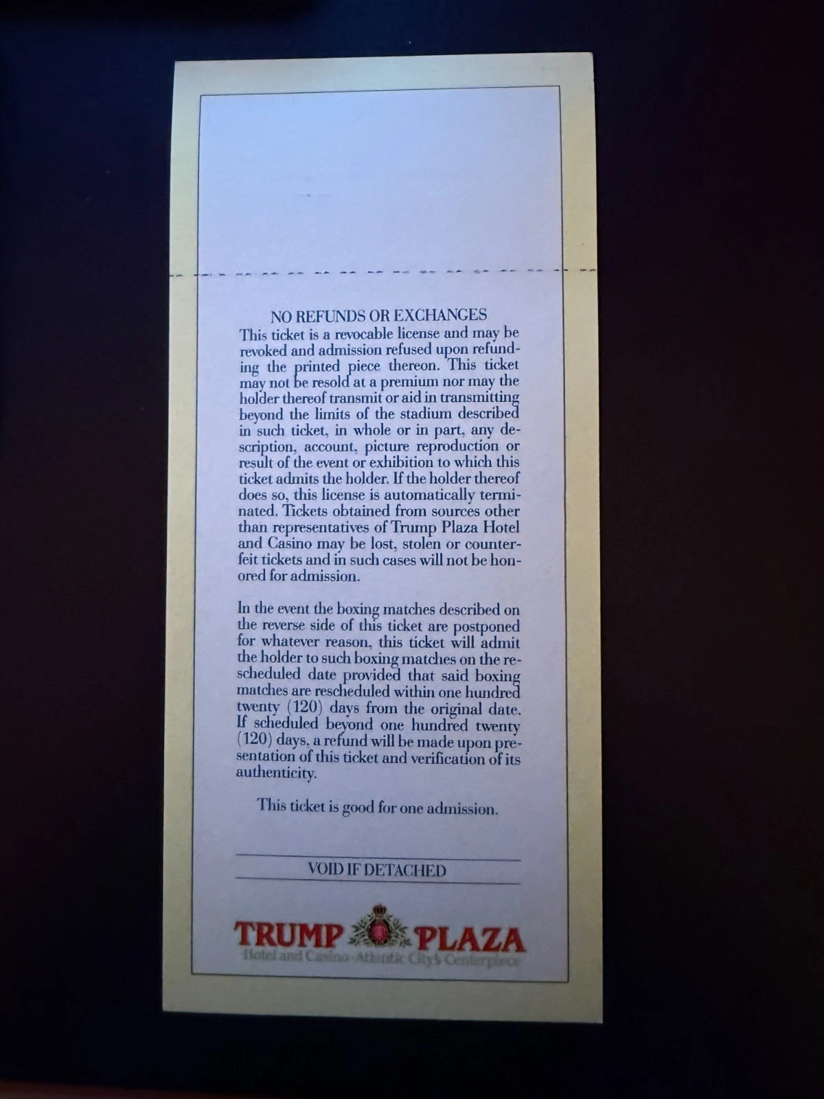 Tyson vs Spinks チケット-新品同様-スタブ付き-未使用 - 画像2/2