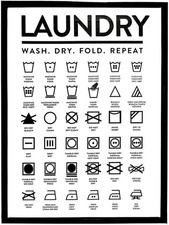 Laundry Symbols Guide Laundry Room Tin Sign Metal Wall Art Iron Painting for Ind