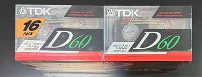 TDK D60 Blank Cassette Tapes, NEW & SEALED 16 Pack, High Output, IECI/TYPE I