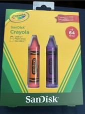 Sandisk Crayola 64GB  USB-C Flash Drive, 2PK Mango And Violet Brand New 