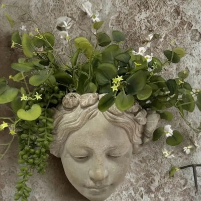 Lady Head Wall Planter Flower Pot Cement