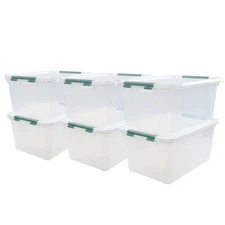 6-Pack 20 L Plastic Storage Box, Clear Latch Storage Box with Lids