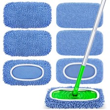 6-Pack Reusable Microfiber Mop Pads Compatible with Swiffer Sweeper, Dry We...