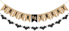 Halloween Trick or Treat Banner Garland Burlap Halloween Decorations
