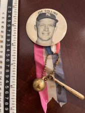 Vintage 1950s Joe Collins New York Yankees Baseball Pinback Pin Button 2 1/4