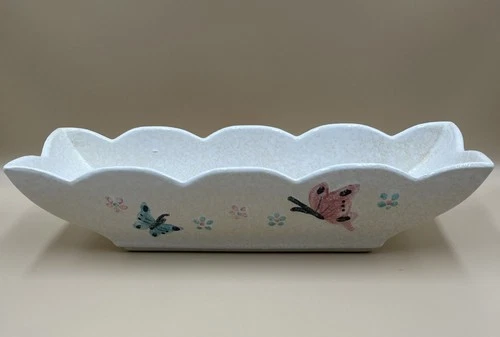 Hull Butterfly Pottery 13" Planter/Container  1956 Mid Century White