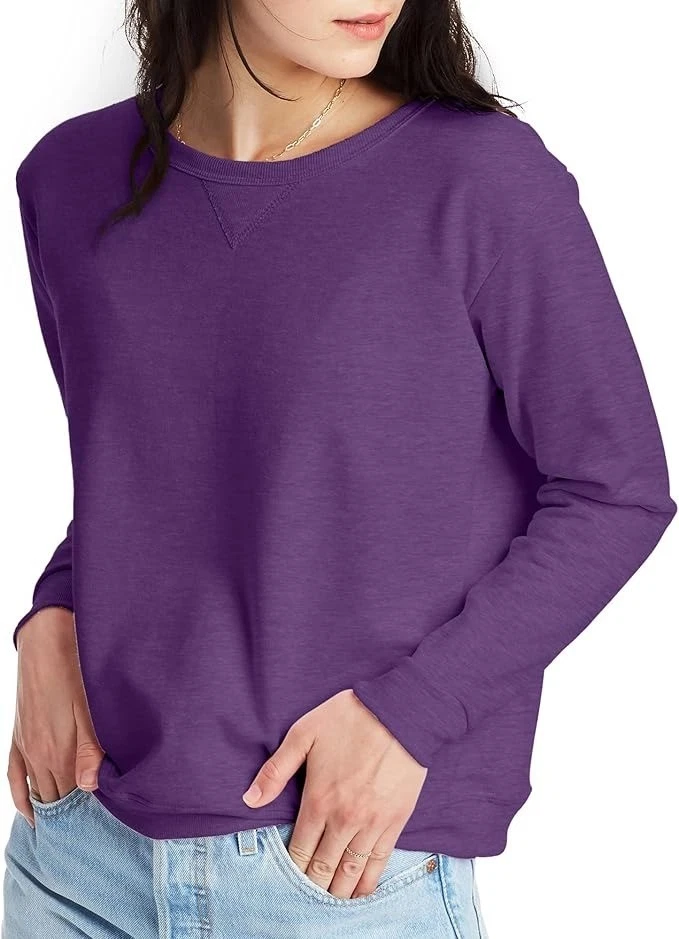 Sudadera para mujer Hanes EcoSmart polar cuello redondo muesca en V, talla S-2XL Foto 3 de 4
