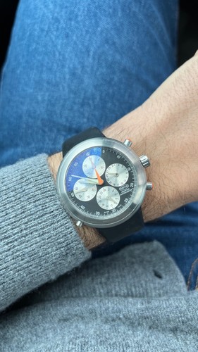 Ikepod Hemipode Swiss Chronograph GMT Marc Newson Black Dial L...