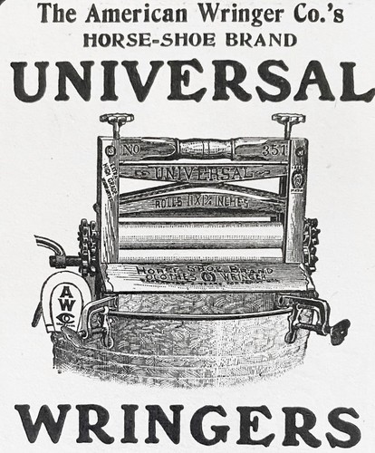 1902 AMERICAN WRINGER CO. Horse-Shoe Brand~Vtg Clothes Laundry Room Art Print Ad
