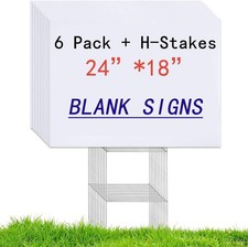 6 Pack 24"x18" White Blank Lawn Yard Signs Corrugated Plastic Sheet with Dura...