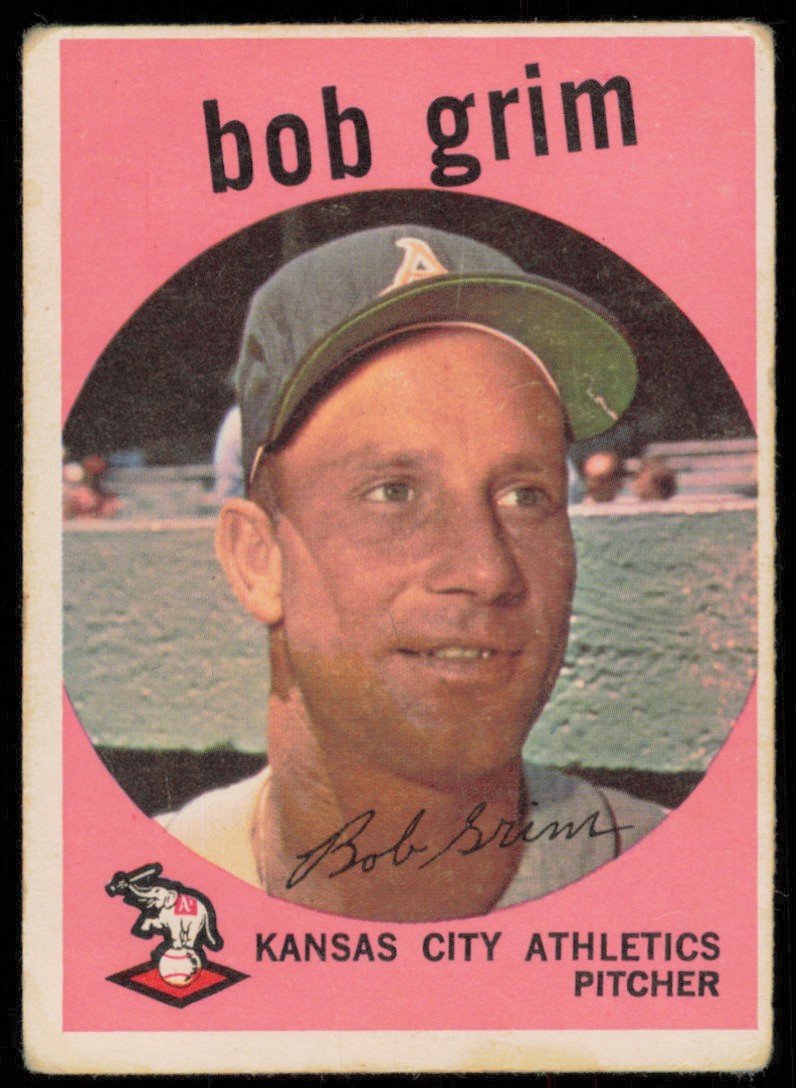 1959 TOPPS BOB GRIM KANSAS CITY ATHLETICS #423 VG - CREASE/WRINKLE
