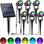 6 in 1 Solar Flood Light RGB Pond LED Spotlight Spot Light Garden Tree Landscape