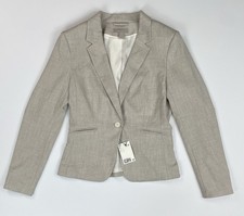 NWT H M Light Beige Melange Fitted Blazer Suit Jacket Business Career Womens S