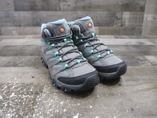 Merrell Hiking Boots Womens Size 8 Gray Teal Moab 3 Vibram Mid Ankle Trail
