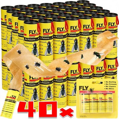 8 Fly Insect Catcher Paper Sticky Glue Bug Trap Killer Strong Roll Tape ...