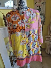 Milano Italy Hemdbluse Pyjama Styl Bunt Größe 42 Oversized 