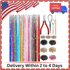 Hair Tinsel,18 Colors Hair Tinsel Kit for Girls 7600 Strands Fairy Tinsel Hair E
