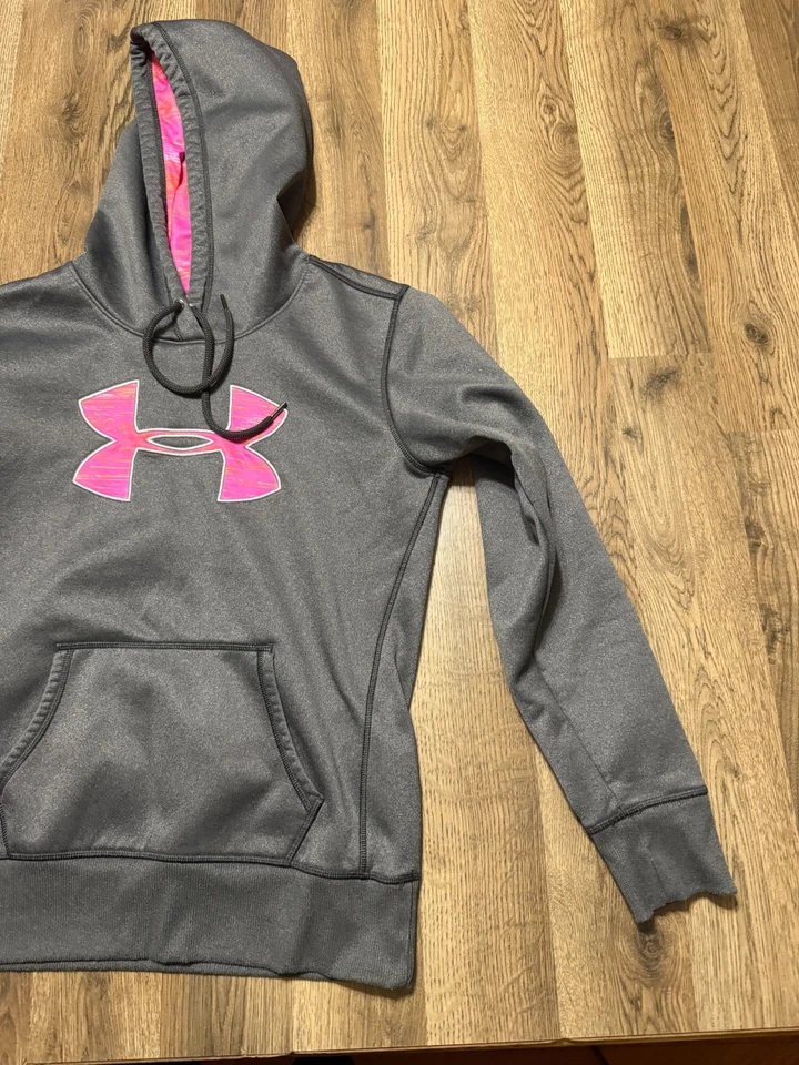 Sudadera con Capucha Under Armour, Para Mujer Pequeña, Gris Rosa Naranja, Sudadera, Logo, Pullover Foto 4 de 4