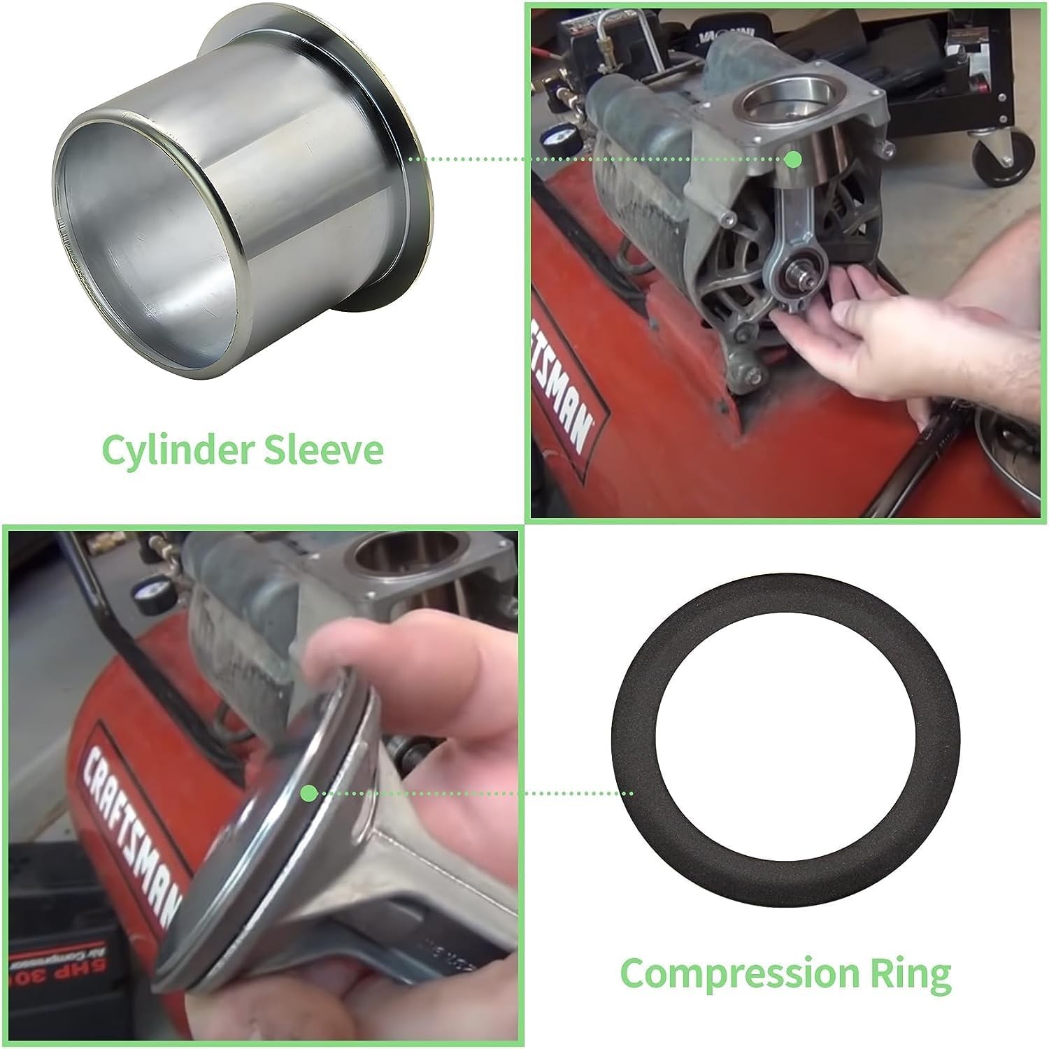 Air Compressor Cylinder Ring Kit Compatible with Air Compressors, Replace K-0058