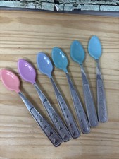 Lot of 6 Munchkin Soft Bite-Safety Baby Spoon Stainless Turns White-Hot Vtg Y2K