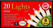 NEW Christmas 20 Count Clear Incandescent Mini Lights Indoor Use