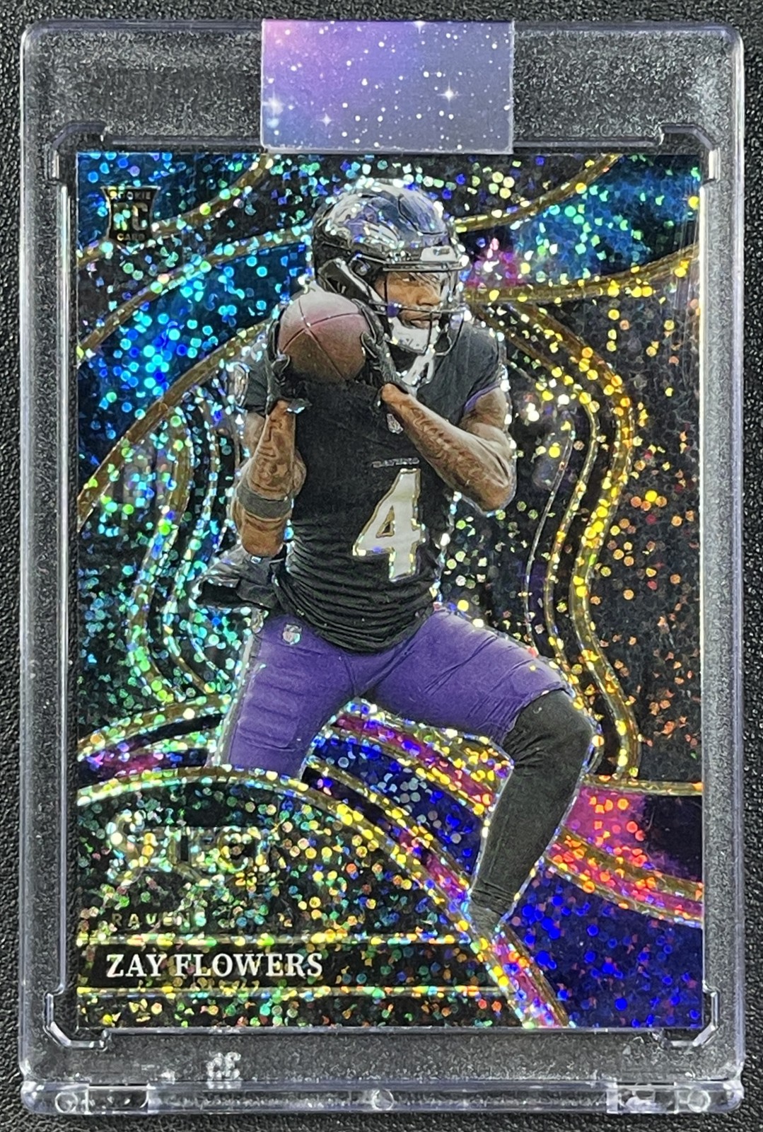 ZAY FLOWERS 2023 PANINI SELECT #201 ROOKIE COSMIC PRIZM SSP CLUB RC RAVENS
