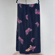 Vintage Y2K Butterfly Skirt 100 Silk Maxi Whimsigoth 90s Gothic Dark Fairy M