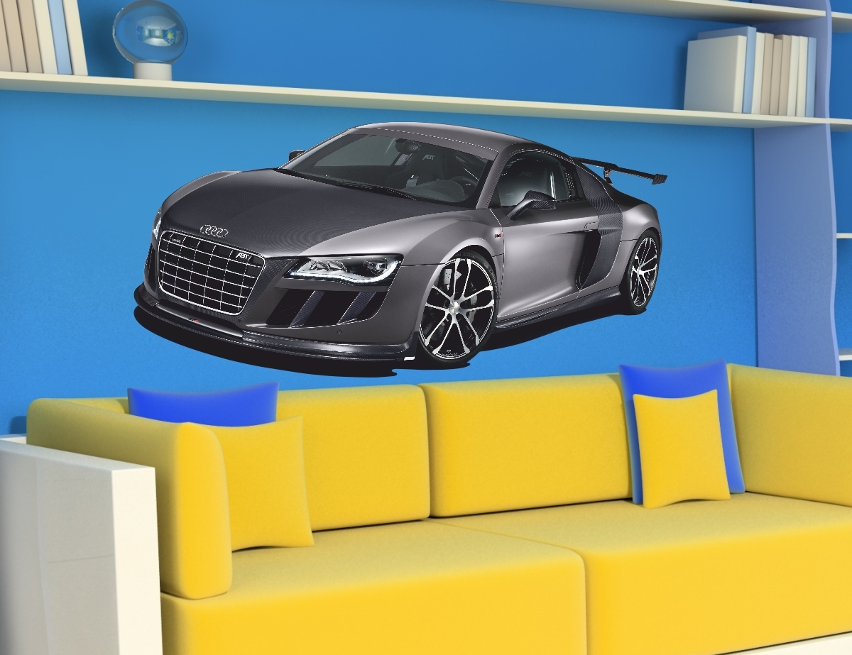 AUDI R8 Wall Stickers – Kids Children’s Bedroom Vinyl Art, Self-Adhesive Car Racing Decals, Multi-Colored Design
