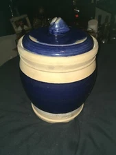 Vintage Crock Jar With Lid RPW Rowe Pottery 1990 Belsnickle 10” Tall