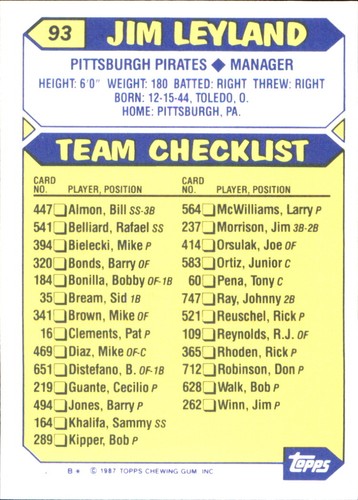 1987 Topps TIFFANY MLB Singles Choisissez vos joueurs d'équipe GLOSSY préférés #2 - #266 - Photo 200 sur 520