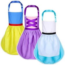 3 Pieces Child Apron for Girls Kid Toddler Aprons Princess Kitchen Chef Apron...
