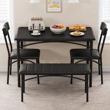 Kitchen Table and Chairs ,Dining Room Table Set for 4 and Upholstered Bench Home
