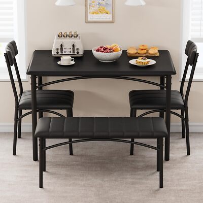 Kitchen Table and Chairs ,Dining Table Set for 4 and with Upholstered Bench Home