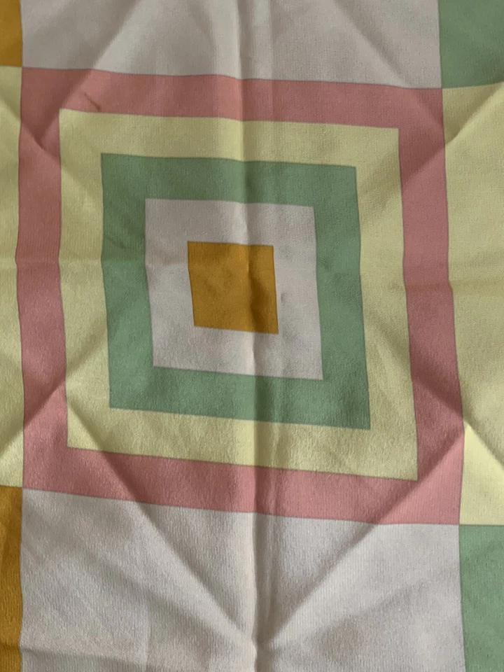 Bufanda de Colección Codello Cuello Cuadrado Borde Enrollado Años 70 Hippie Geo Amarillo Naranja Verde Foto 4 de 4