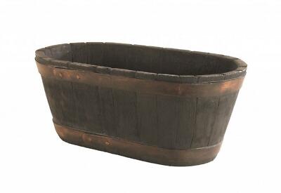 Pflanzgefäß/ Pflanzentopf ''Oakwood Barrel Trough'', Eichenholzoptik, 60,5x34x25cm