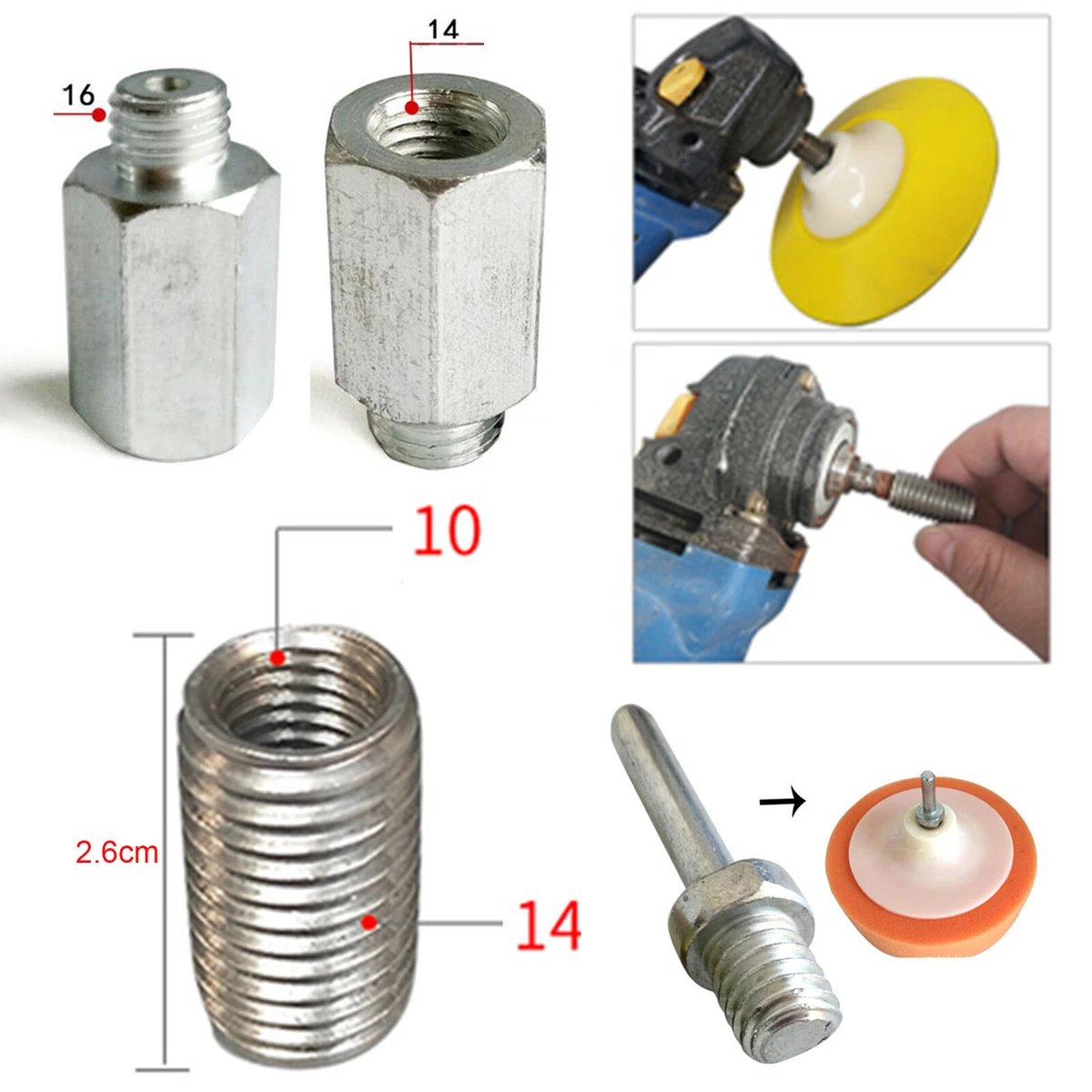 M10 M14 M16 Gewindeadapter Grinder Polisher Interface Converter 