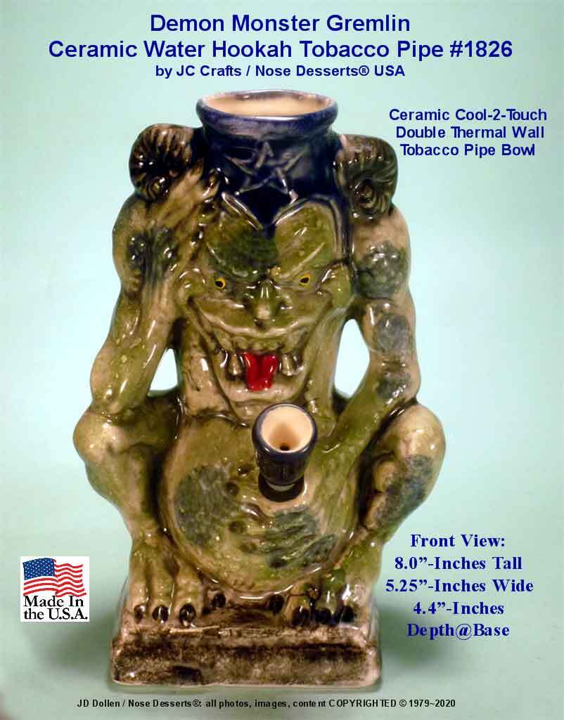 tobacco demon Vintage Demon Monster Gremlin Ceramic Glass Rumph Water Hookah Bong Tobacco  Pipe
